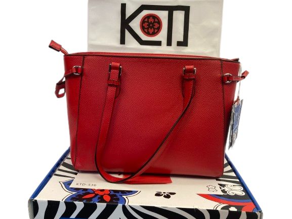 KTD Leather Tote Bag KTD-536 Rouge Vermillon by Kenzo Takada