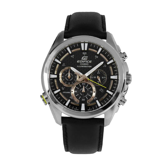 Casio Edifice EFR-537L-1AVDF Men Black Leather strap