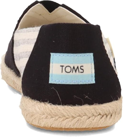 TOMS Men’s University Stripe Classic Alpargata Espadrilles Rope Loafer Black Slip-On