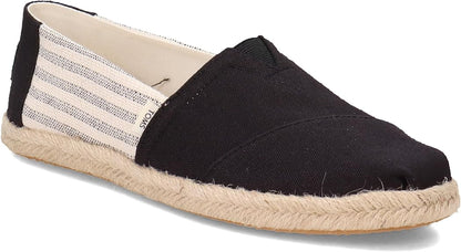 TOMS Men’s University Stripe Classic Alpargata Espadrilles Rope Loafer Black Slip-On