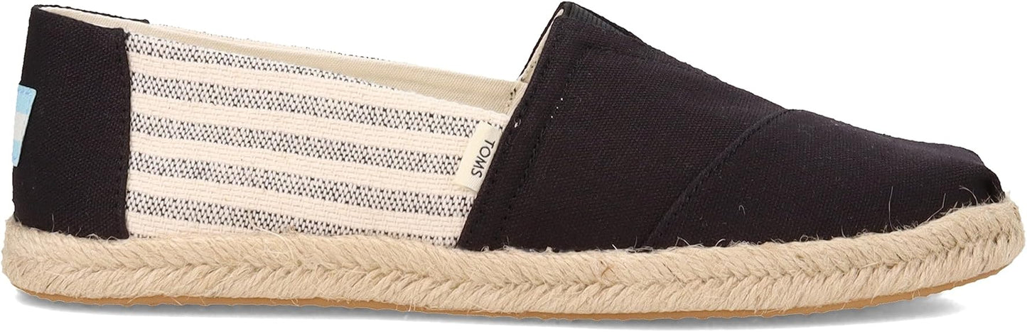 TOMS Men’s University Stripe Classic Alpargata Espadrilles Rope Loafer Black Slip-On