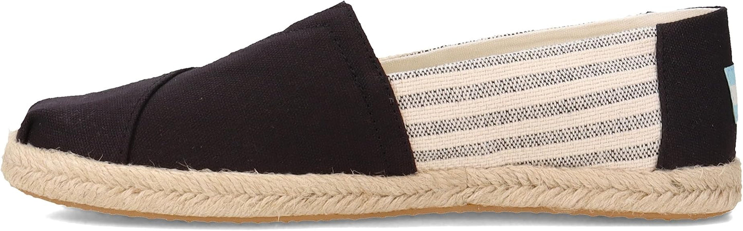 TOMS Men’s University Stripe Classic Alpargata Espadrilles Rope Loafer Black Slip-On