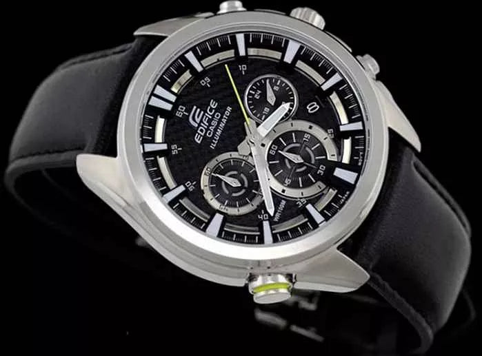 Casio Edifice EFR-537L-1AVDF Men Black Leather strap