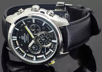 Casio Edifice EFR-537L-1AVDF Men Black Leather strap