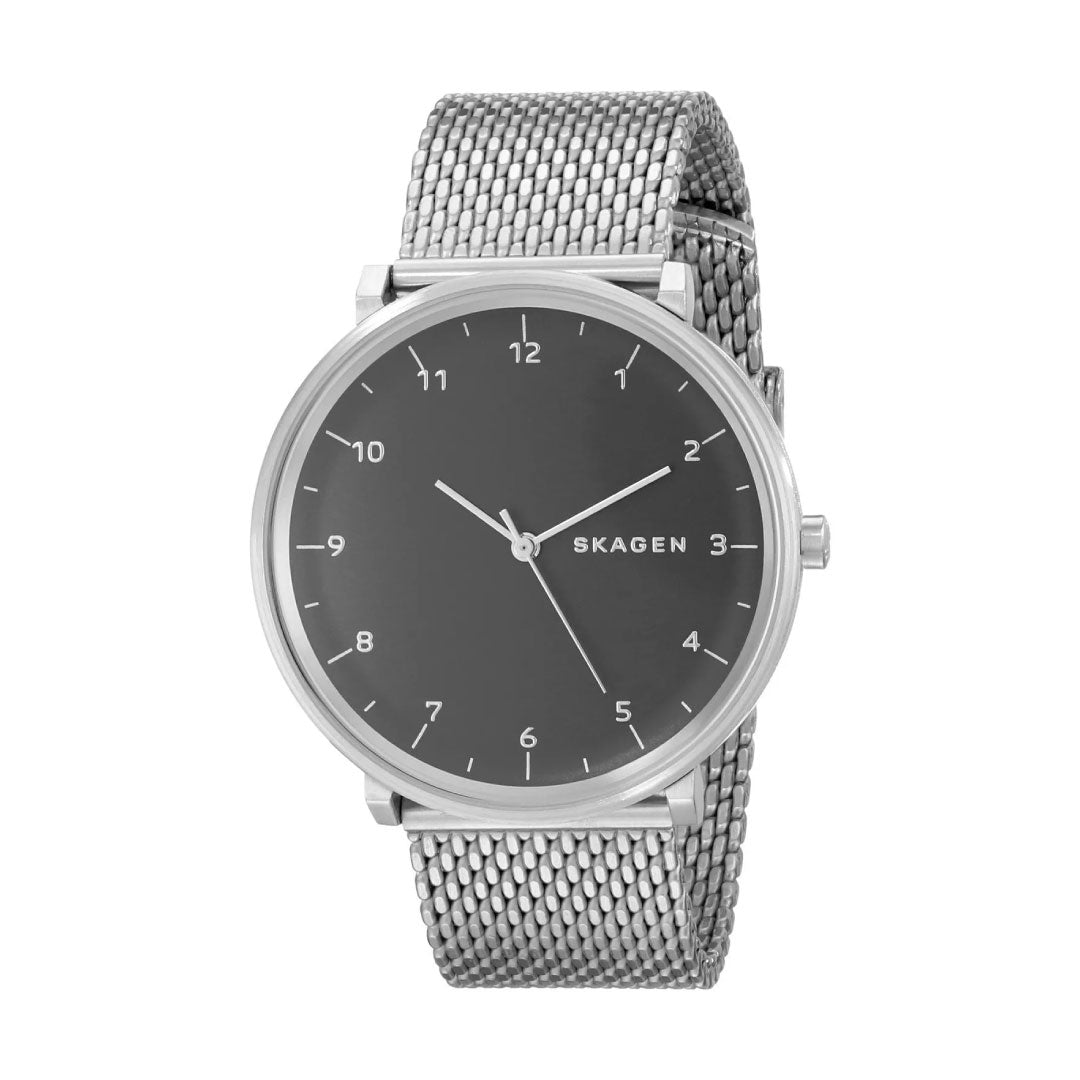 Skagen SKW6175 Men Silver Mesh Strap/ Black dial