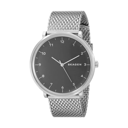 Skagen SKW6175 Men Silver Mesh Strap/ Black dial