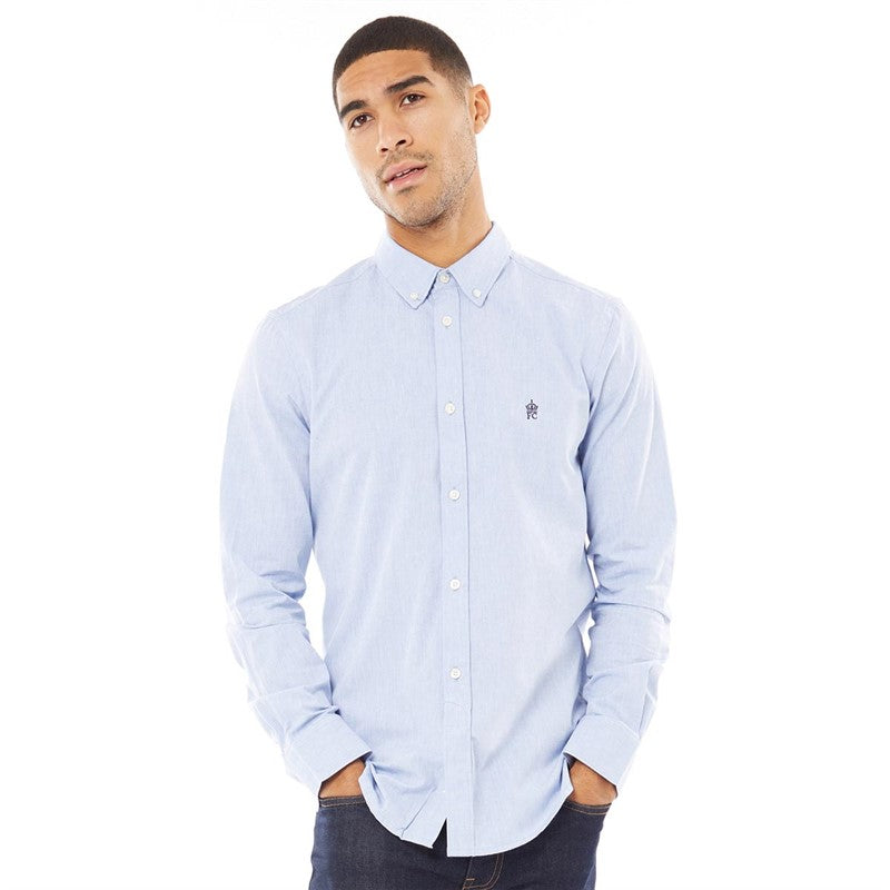 French Connection Men’s Oxford Long Sleeve Shirt Sky/Marine