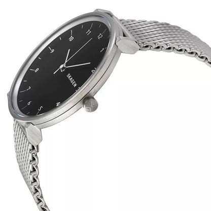 Skagen SKW6175 Men Silver Mesh Strap/ Black dial